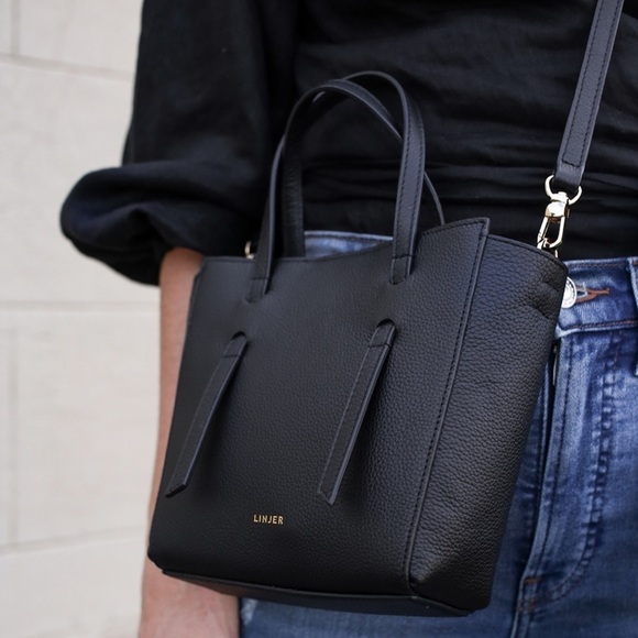 LINJER THE LANA BLACK LEATHER BAG . EUC - Picture 2 of 15